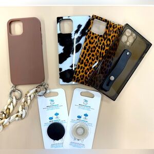 iPhone 12 Pro cases and unused Pop Sockets